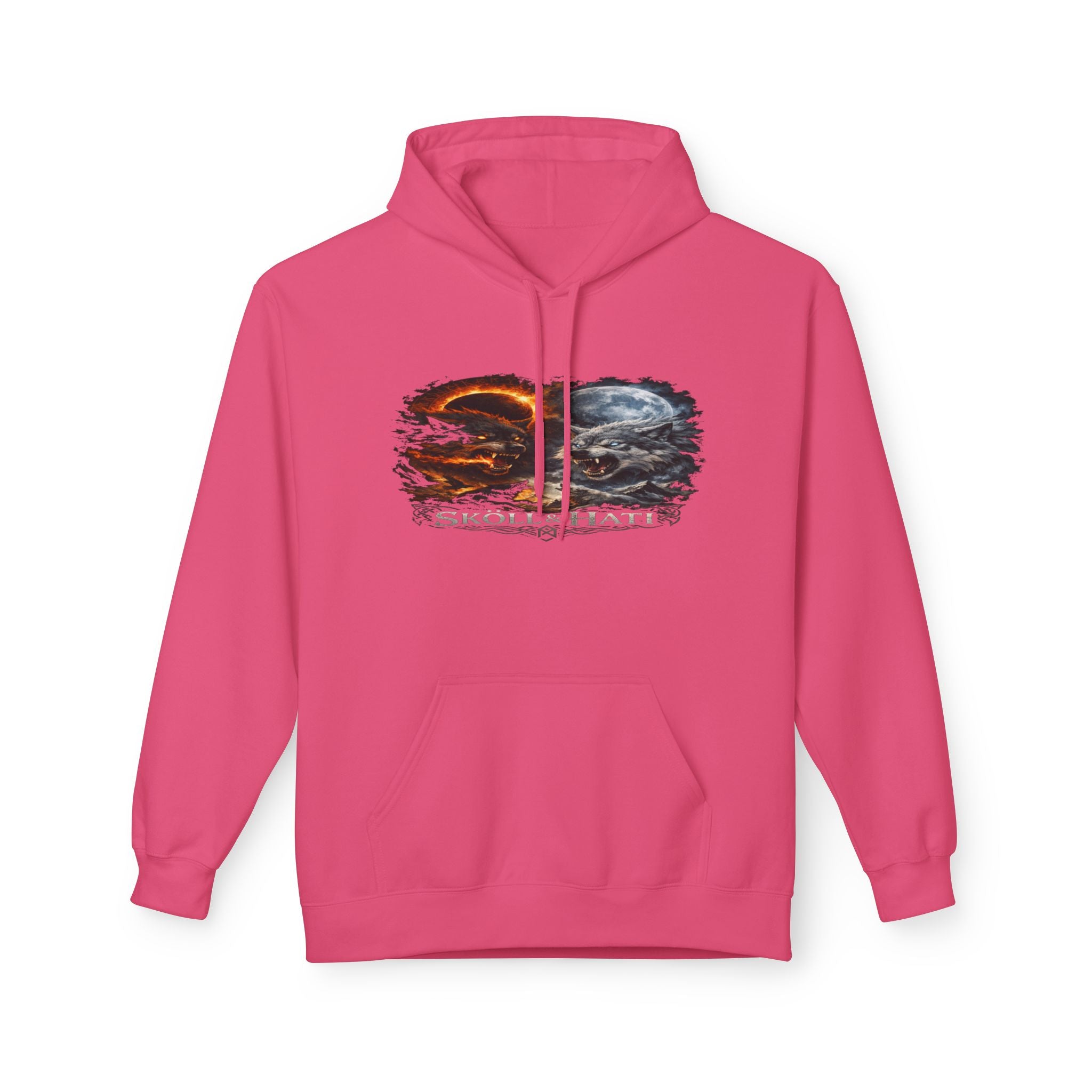 Skoll & Hati Norse Mythology Hoodie — Fire and Ice Wolves Graphic