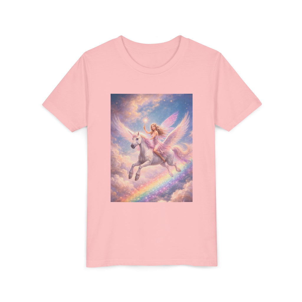 Youth Tee — Magical Unicorn Pegasus Rainbow Graphic T‑Shirt for Kids