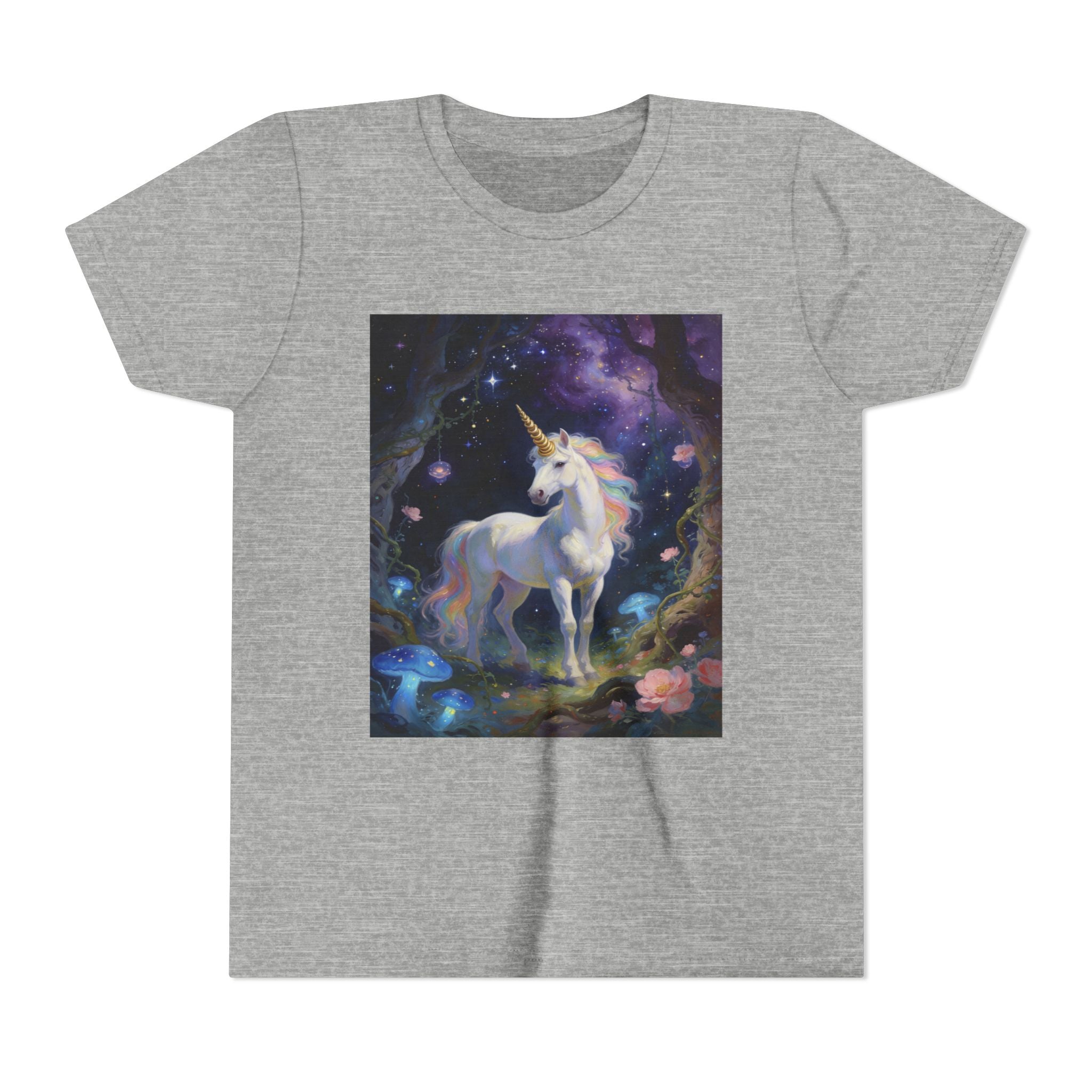Youth Unicorn Tee — Magical Night Forest Unicorn Graphic Shirt