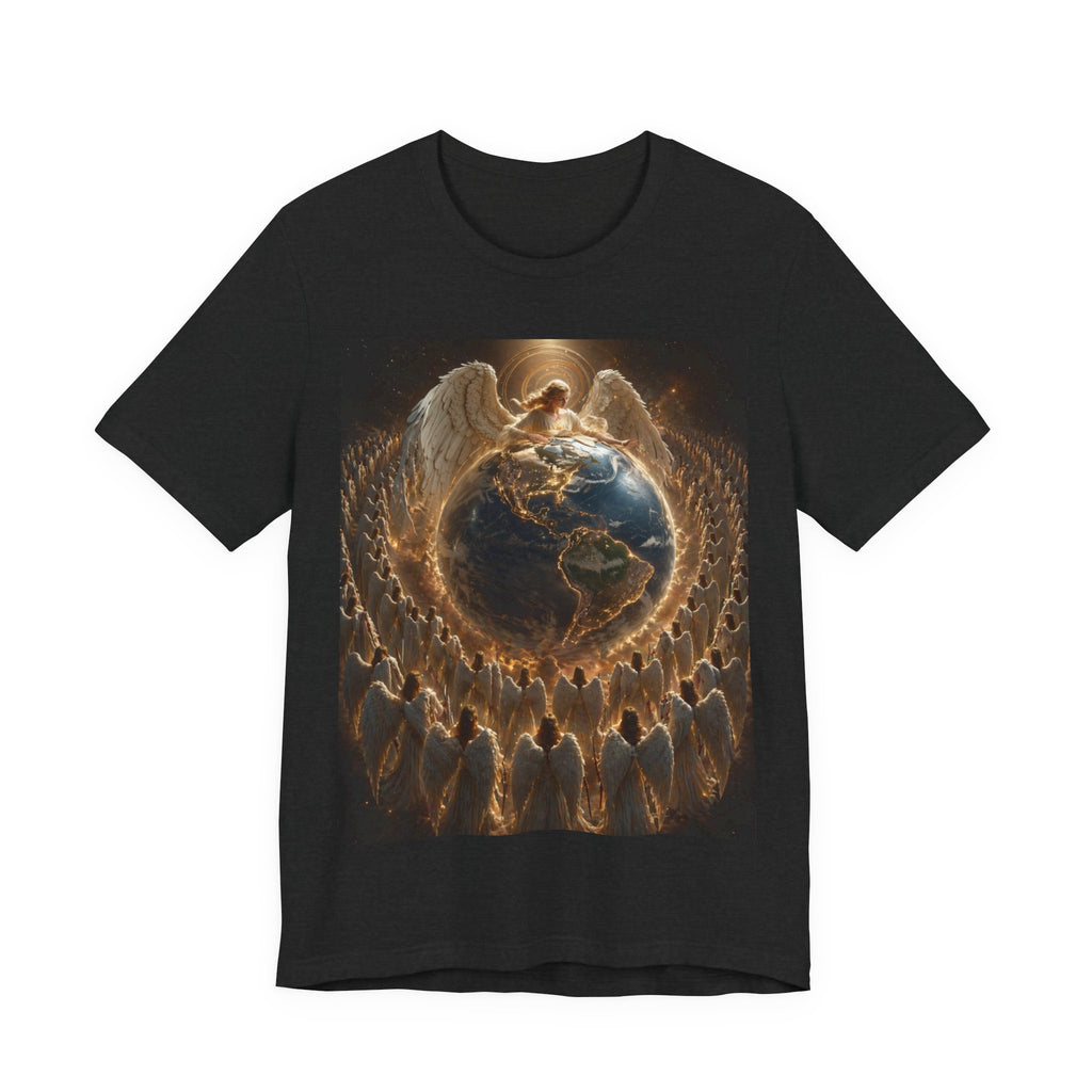 Angel Watching Over Earth T‑Shirt — Spiritual Guardian Globe Tee