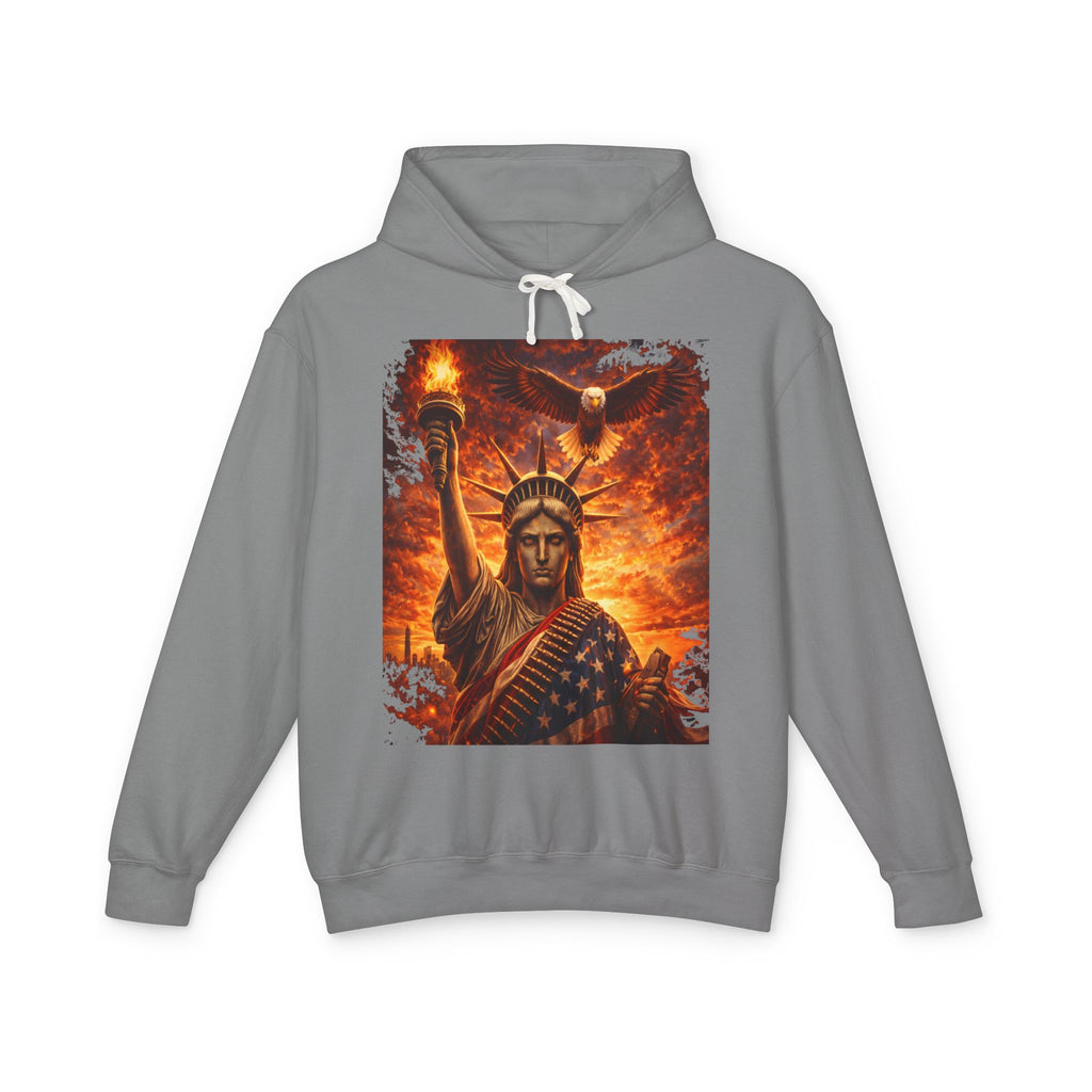 Statue of Liberty Flame Graphic Hoodie — Patriot Fire Art Sweatshirt