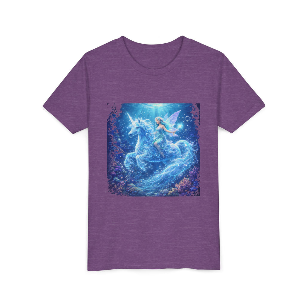Magical Blue Unicorn & Fairy Youth T-Shirt – Enchanted Fantasy Tee for Kids