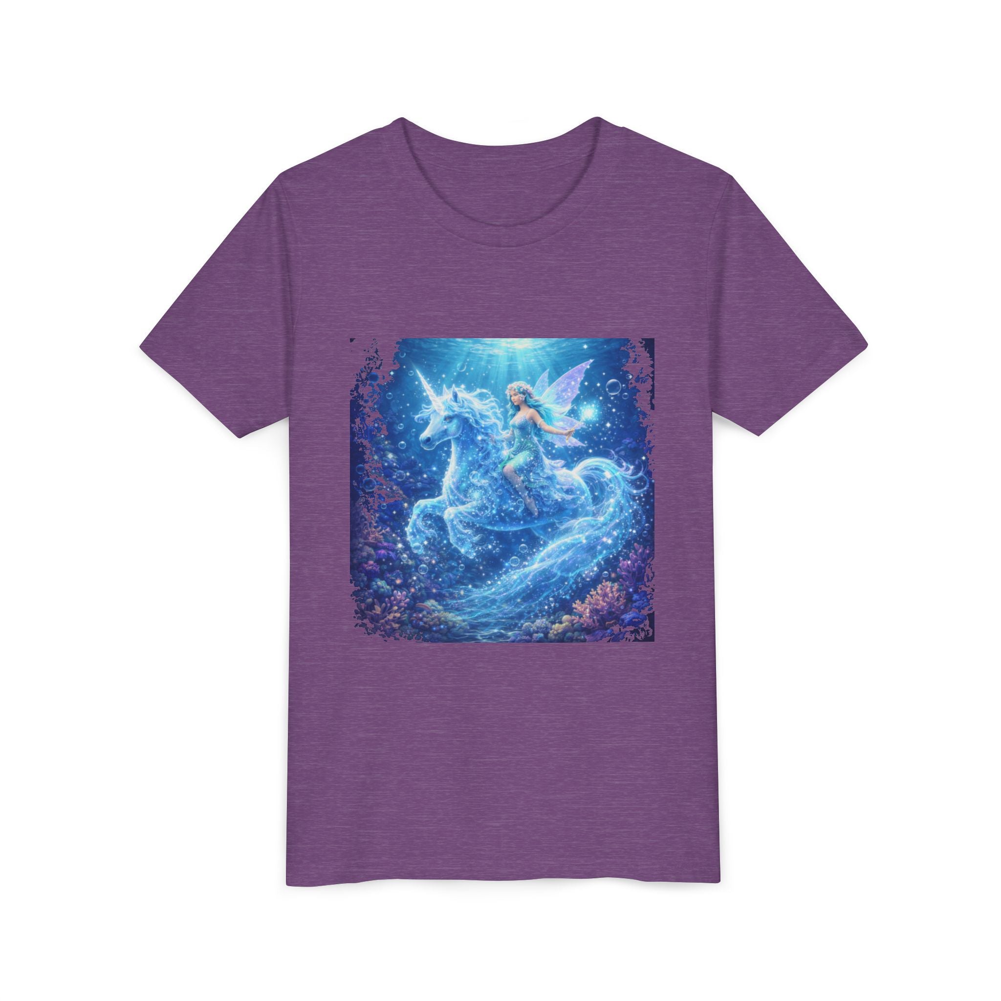 Magical Blue Unicorn & Fairy Youth T-Shirt – Enchanted Fantasy Tee for Kids