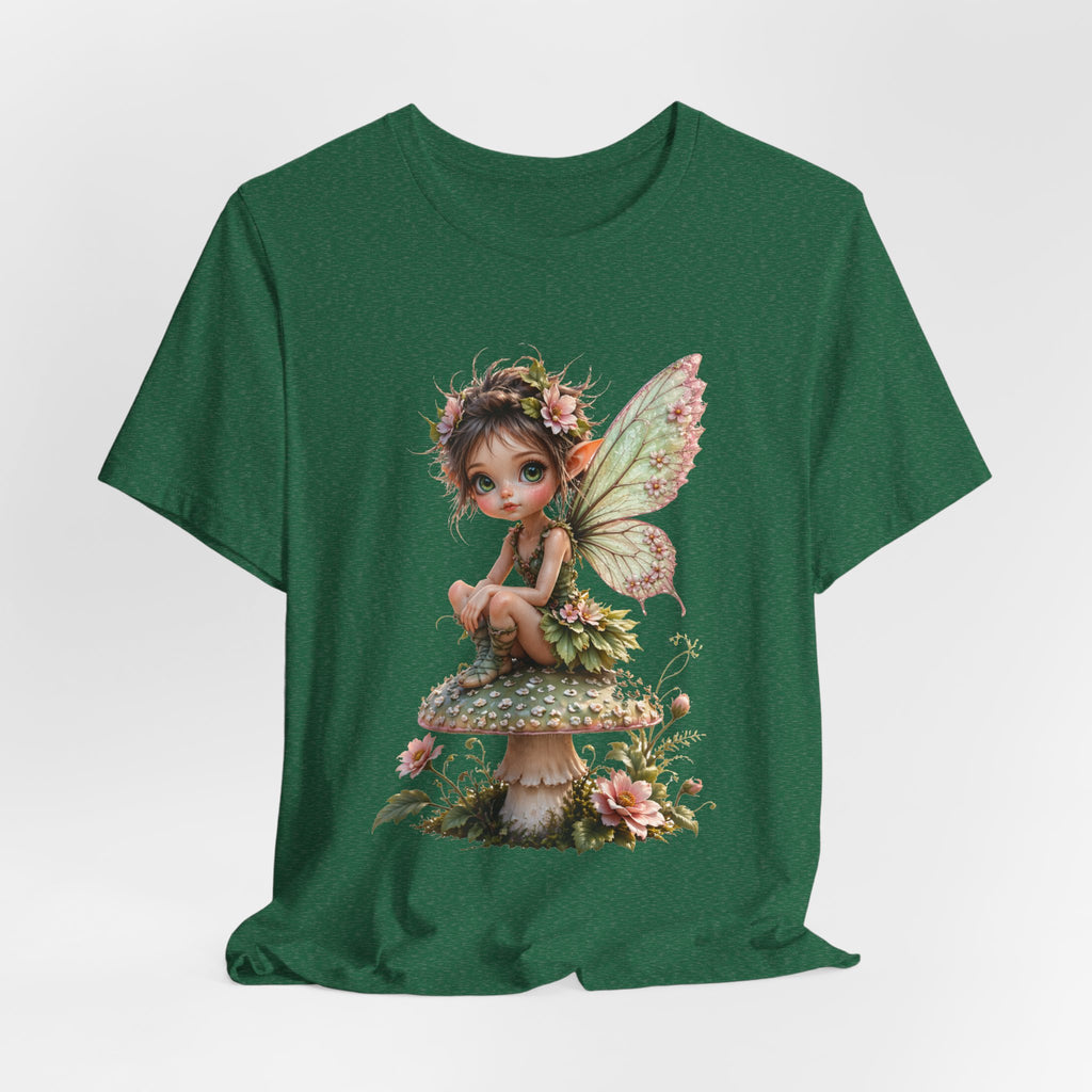 Fairy Mushroom Tee — Cute Woodland Fairy Sitting on Toadstool Graphic T-Shirt