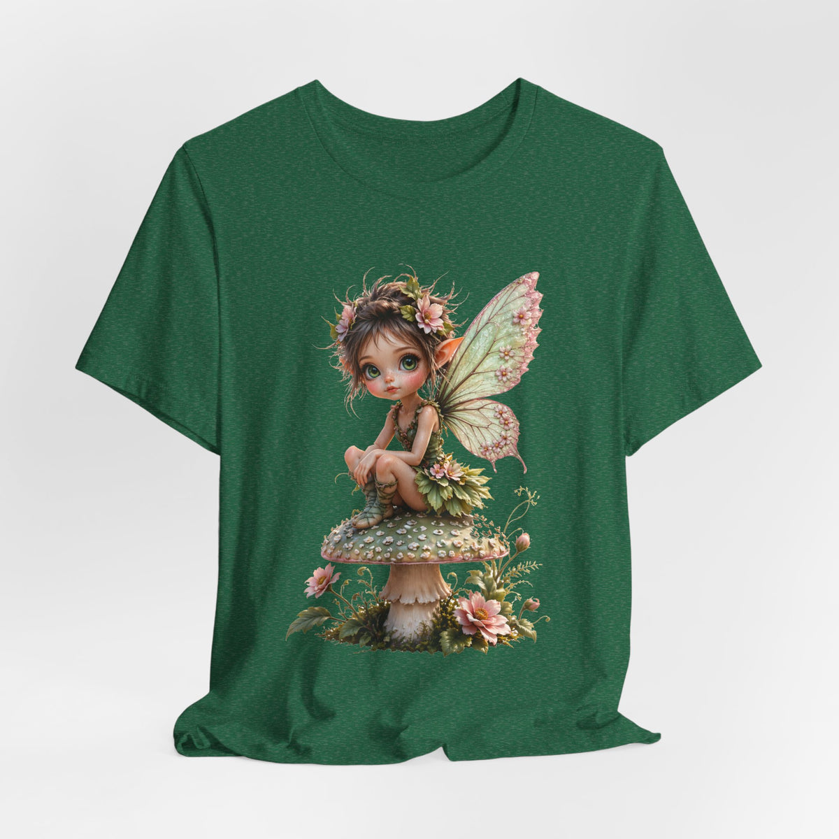 Fairy Mushroom Tee — Cute Woodland Fairy Sitting on Toadstool Graphic T-Shirt