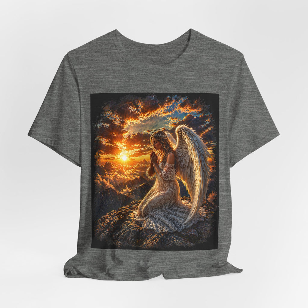 Angel Prayer T‑Shirt — Serene Sunset Guardian Angel Tee