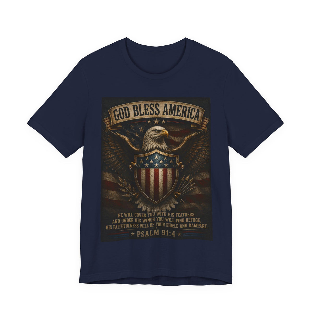 God Bless America Eagle T-Shirt – Patriotic Psalm 91:4 Graphic Tee