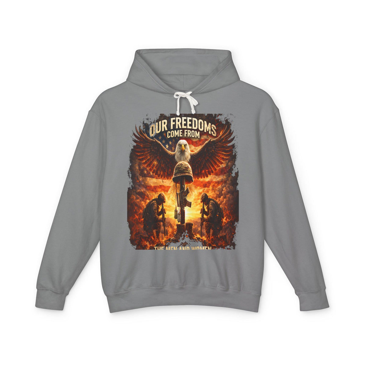 Veteran Memorial Hoodie - "Our Freedoms Come From" Fallen Soldier Tribute
