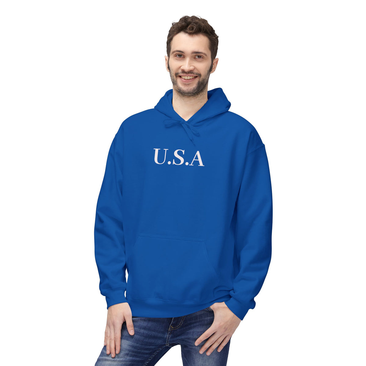 USA Minimalist Hoodie — Classic Patriotic Fleece Pullover