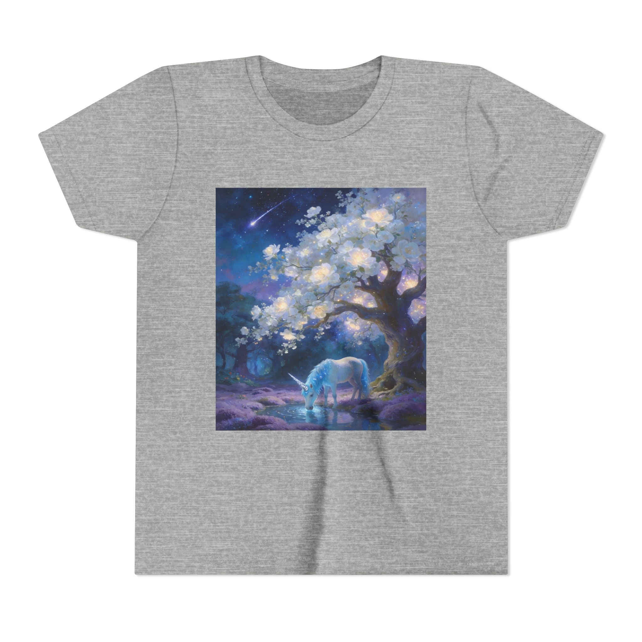 Youth Tee — Dreamy Moonlit Deer & Blossom Tree Graphic