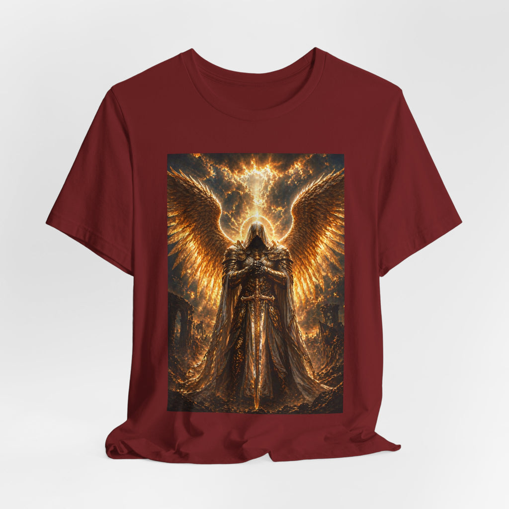 Gods Angel Warrior Graphic Tee — Golden Guardian Winged Angel T-Shirt