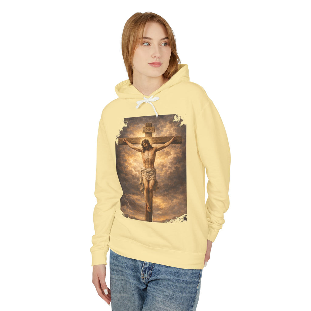 Jesus Crucifixion Hoodie — Christian Faith Graphic Sweatshirt for Easter & Religious Wear