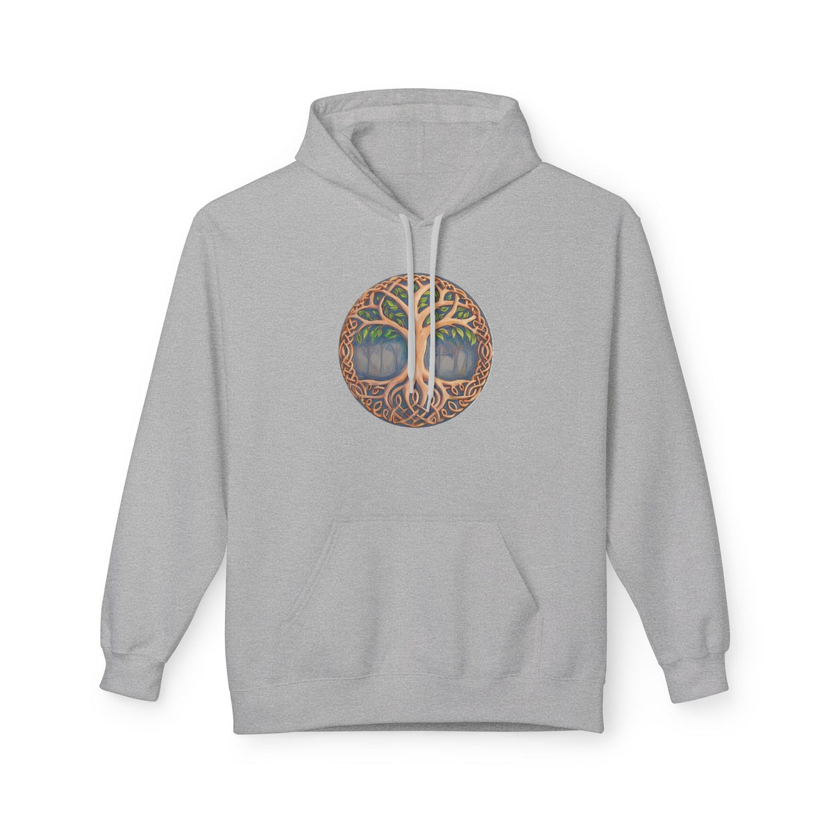 Yggdrasil Tree of Life Cotton Hoodie — Botanical Circle Art Sweatshirt