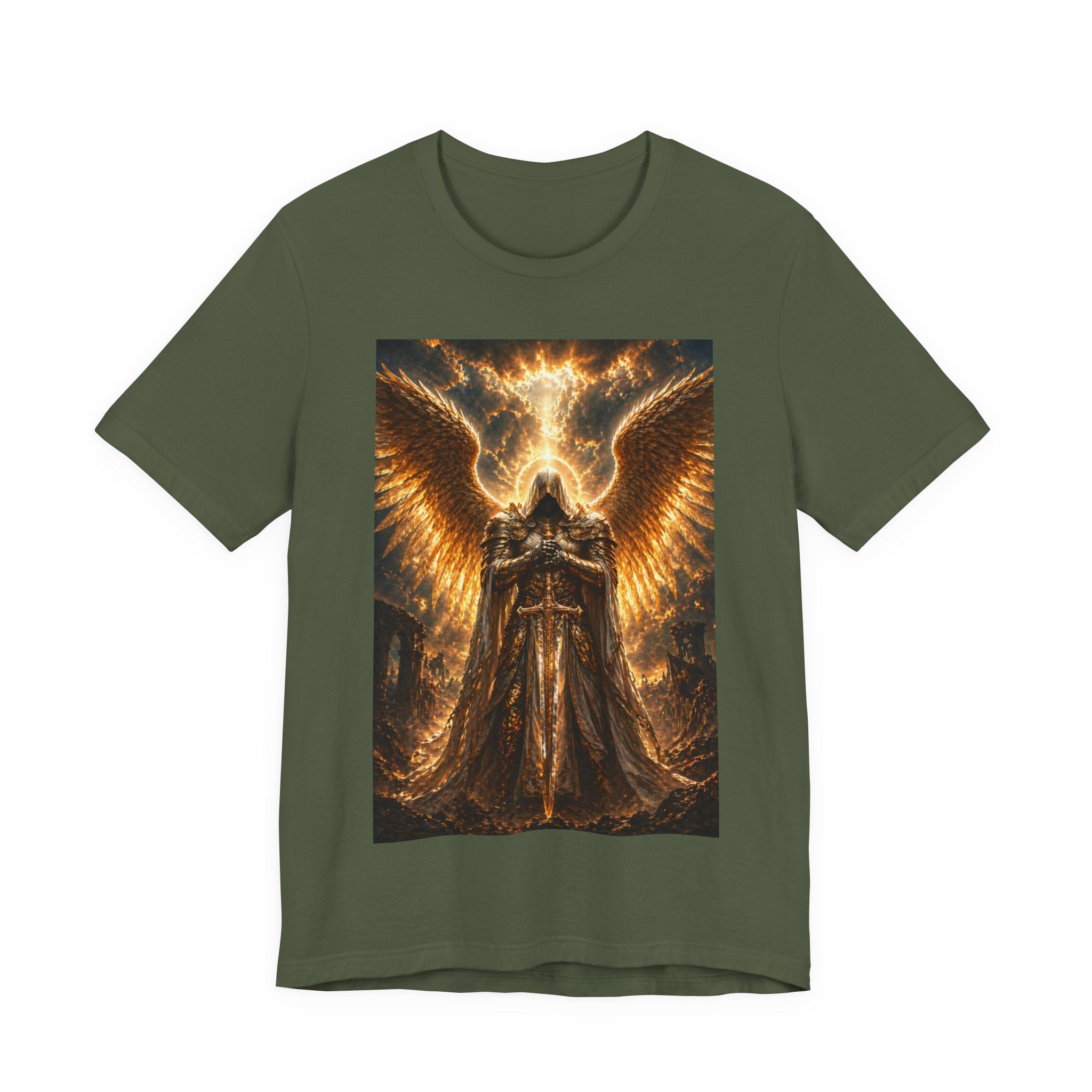 Golden Angel wings graphic Tee | Gothic celestial warrior shirt