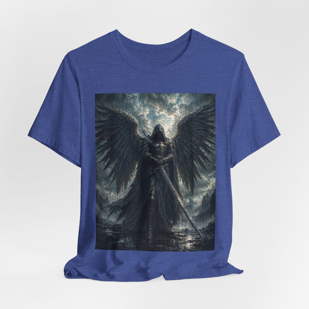 Dark Fallen Angel Graphic Tee — Gothic Warrior Angel T-Shirt