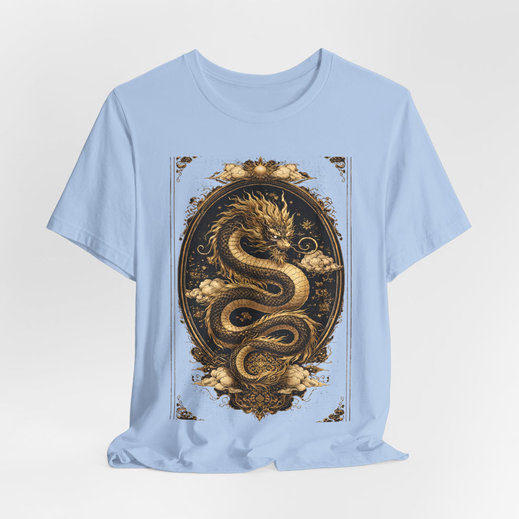 Dragon Oval Graphic Tee — Vintage Gold Snake Illustration T-Shirt
