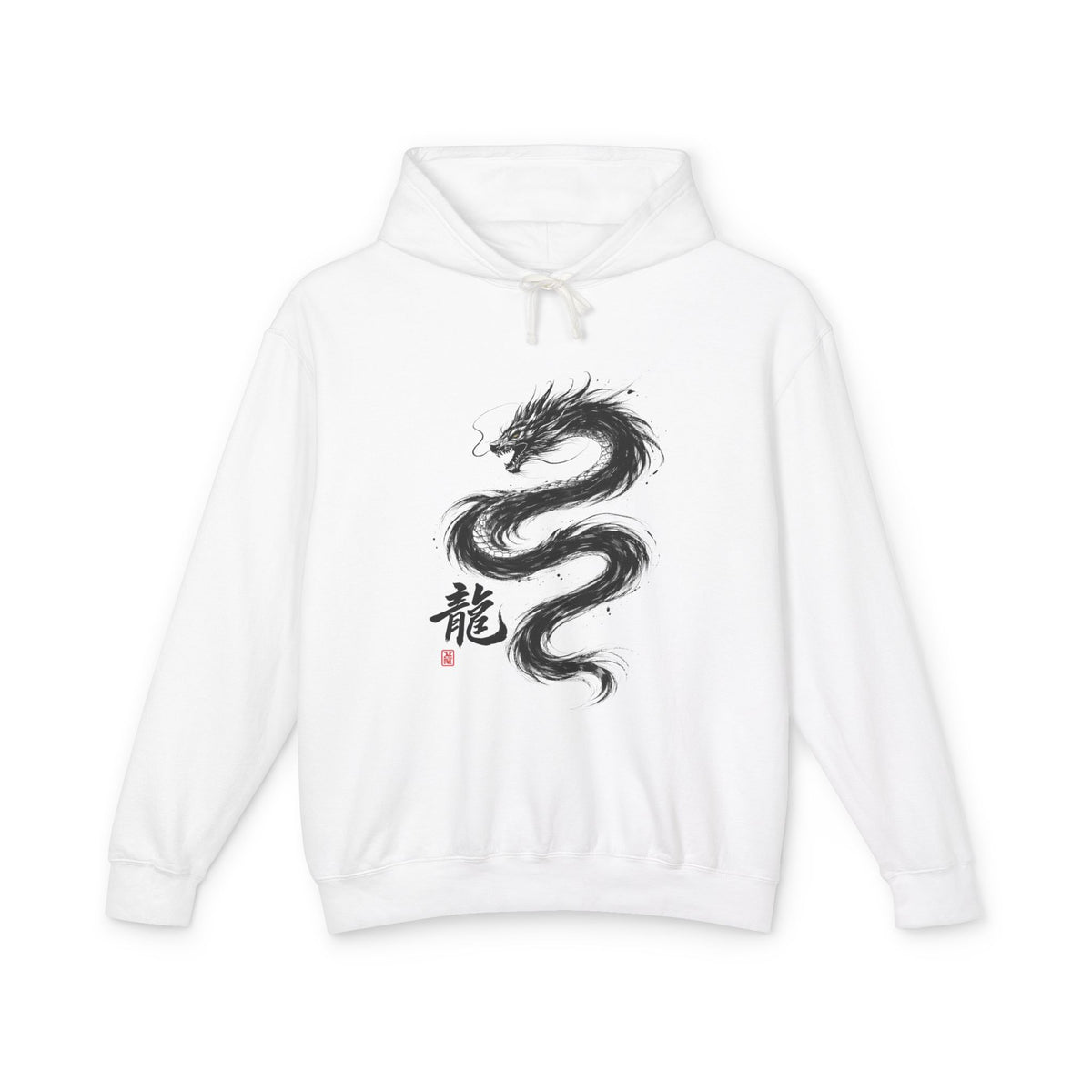 Dragon Ink Hoodie — Oriental Brush Stroke Dragon Sweatshirt