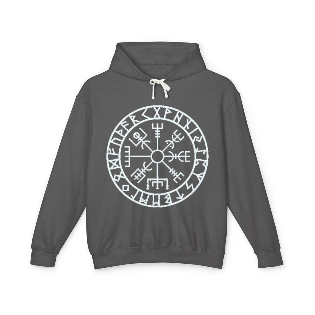 Vegan Compass Rune Hoodie — Norse Vegvisir Symbol Lavender Pullover
