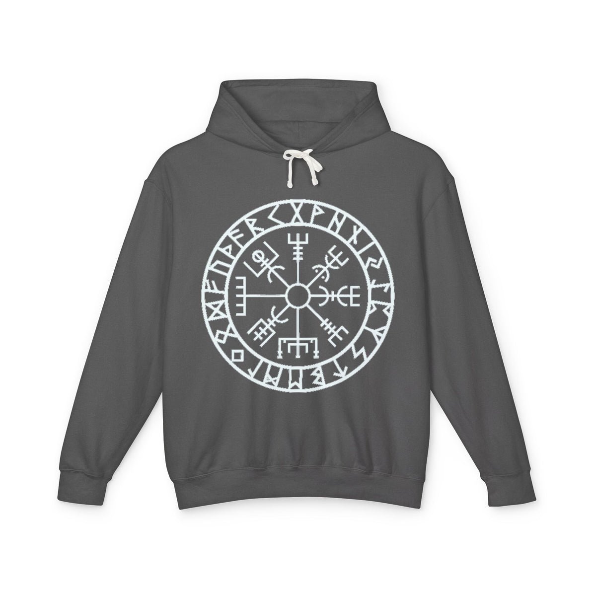 Vegan Compass Rune Hoodie — Norse Vegvisir Symbol Lavender Pullover