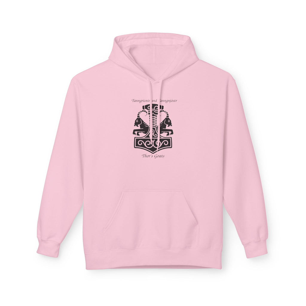 Tanngrisnir and Tanngnjóstr Thors Goats-Viking Shield Rune Hoodie — Norse Crest Graphic Pullover