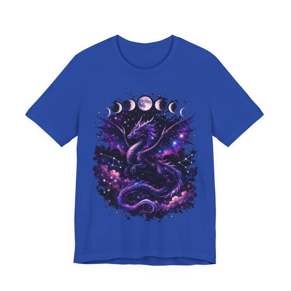 Celestial Moonphase Dragon T-Shirt — Purple Galaxy Fantasy Tee