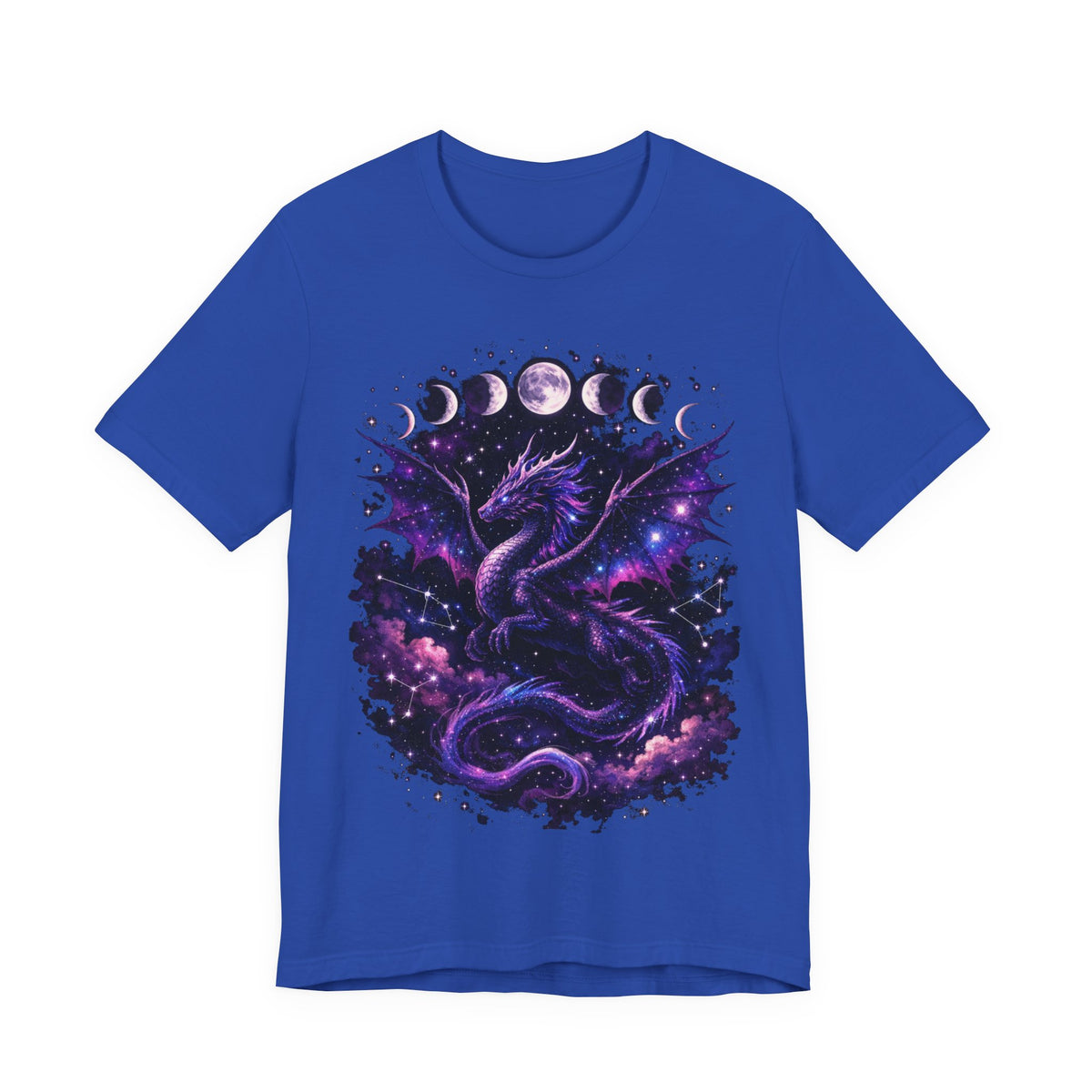 Celestial Moonphase Dragon T-Shirt — Purple Galaxy Fantasy Tee