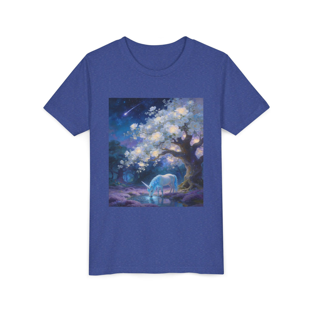 Youth Tee — Dreamy Moonlit Deer & Blossom Tree Graphic