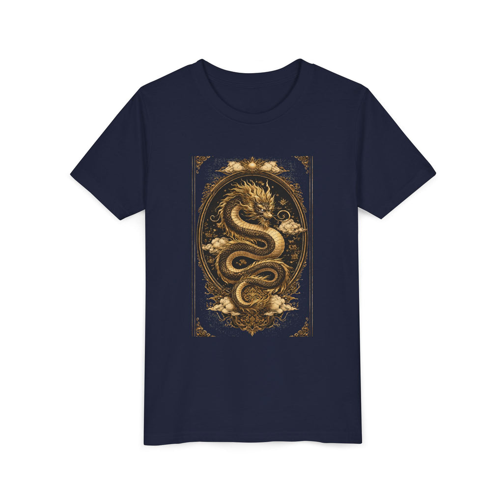 Youth Tee — Gold Dragon Vintage Art Graphic Shirt