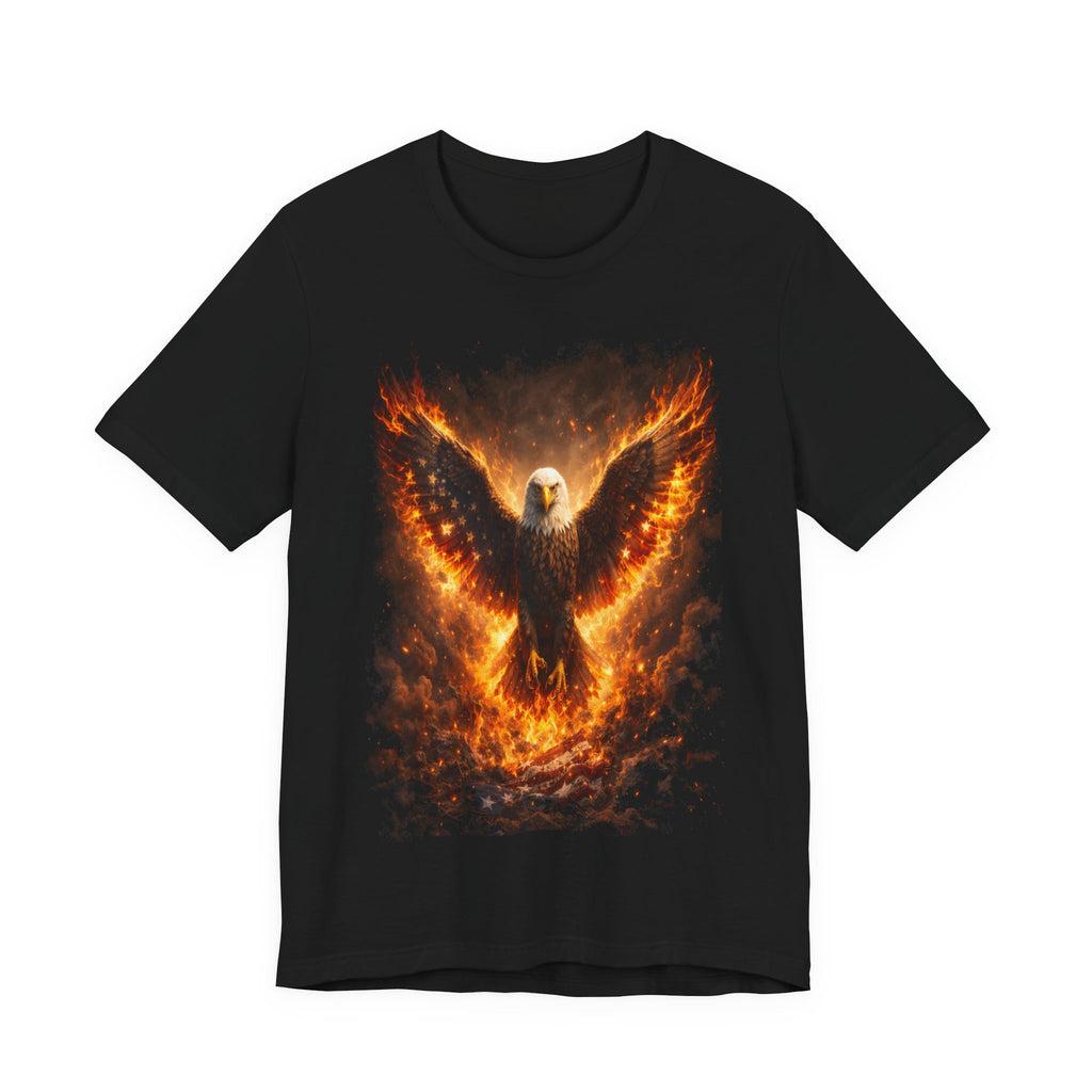 Fiery Eagle T‑Shirt — Flaming Bald Eagle Graphic Tee