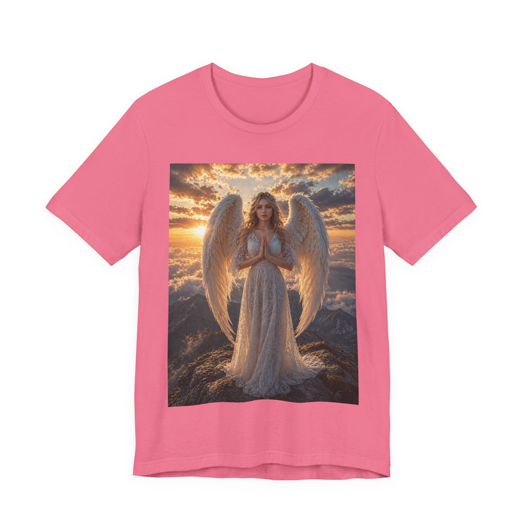 Angel Wings T-Shirt — Serene Praying Angel Graphic Tee for Spiritual & Religious Gifts