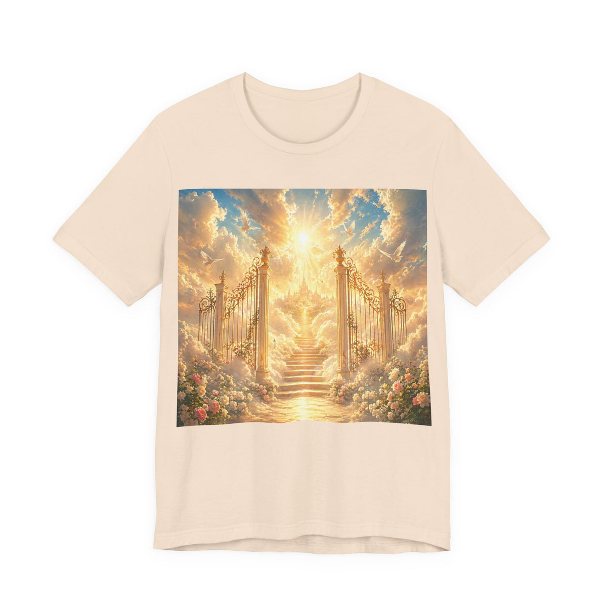 Heavenly Gates Graphic Tee — Celestial Stairs & Sunlight T-Shirt