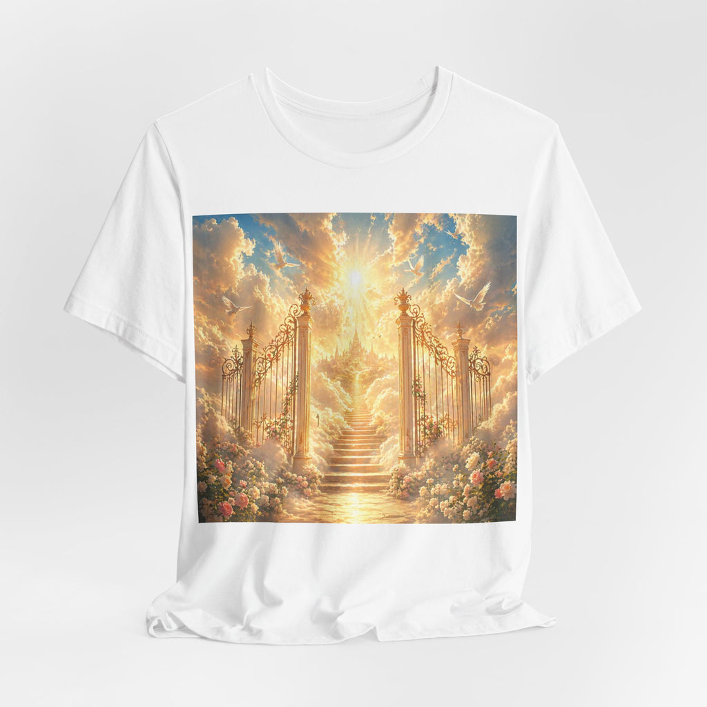 Heavenly Gates Graphic Tee — Celestial Stairs & Sunlight T-Shirt