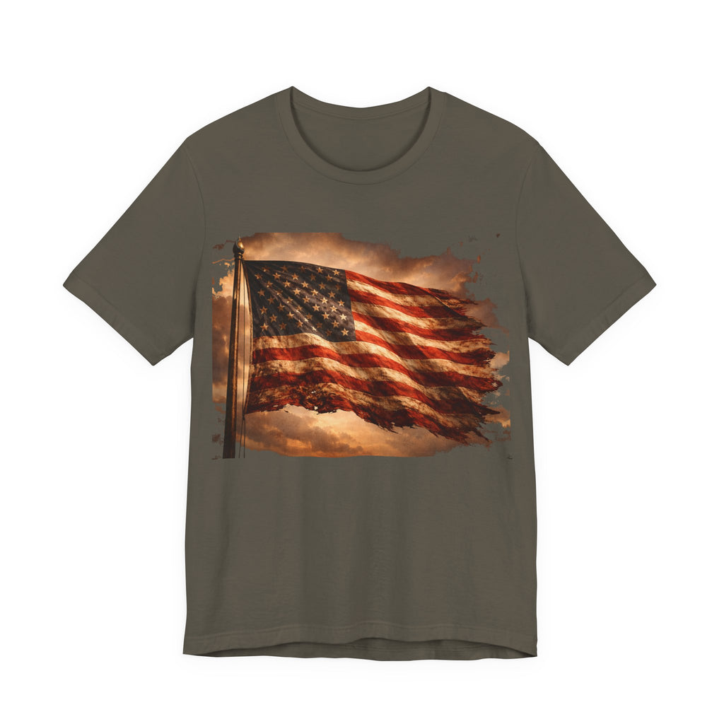 Distressed American Flag T‑Shirt — Vintage Patriotic Tee for 4th of July & Veterans