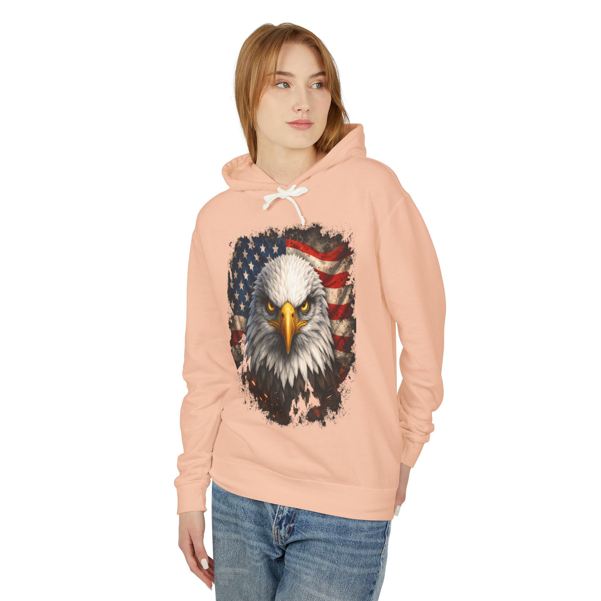 American Bald Eagle Hoodie — Patriotic Flag Graphic Sweatshirt