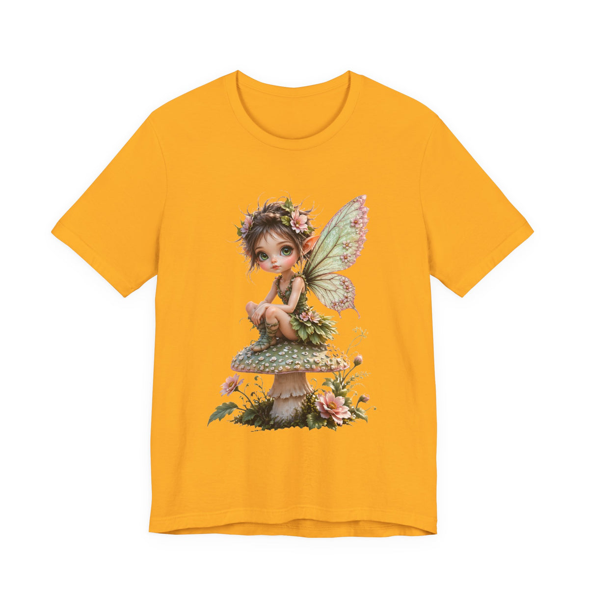 Fairy Mushroom Tee — Cute Woodland Fairy Sitting on Toadstool Graphic T-Shirt