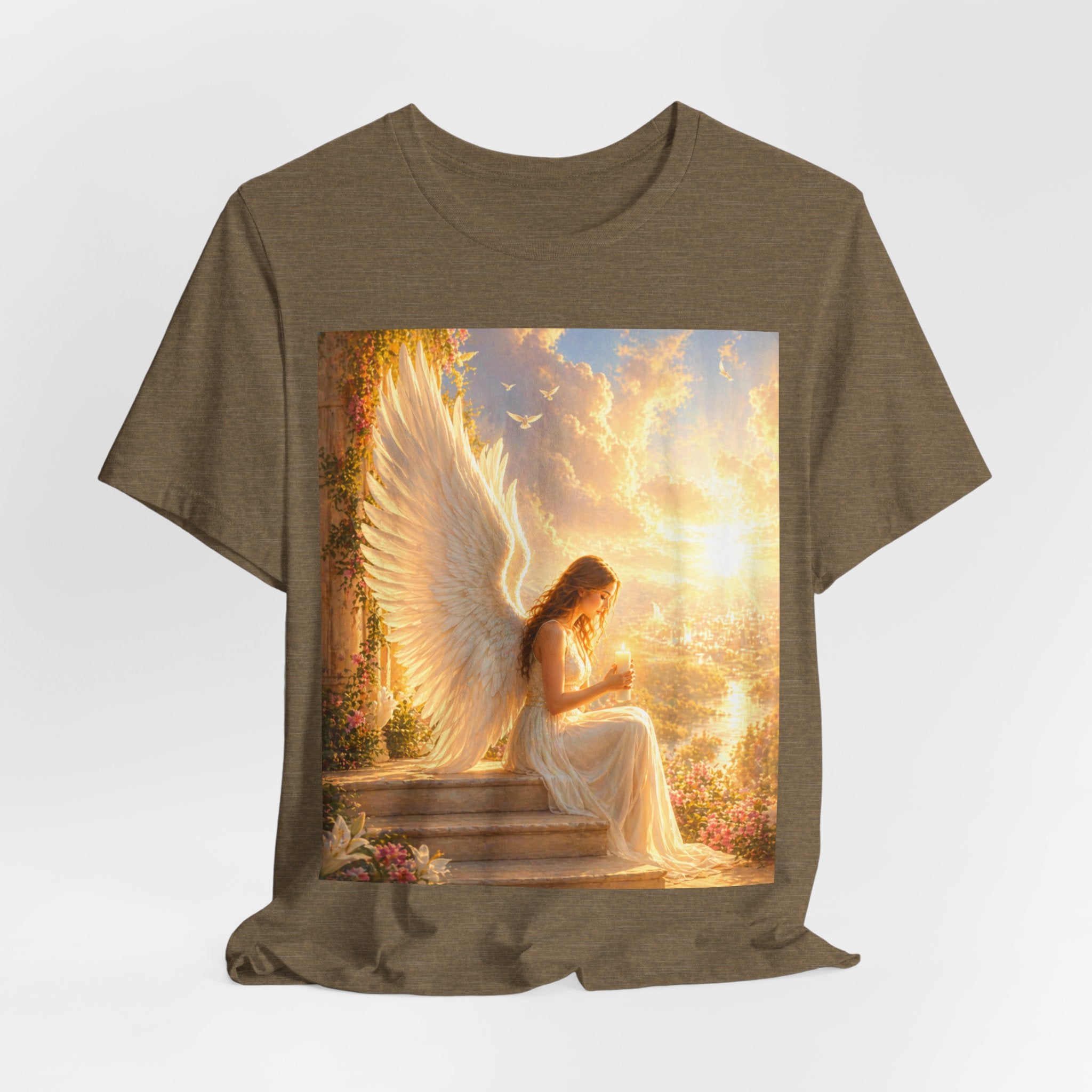 Angel Prayer T‑Shirt — Serene Winged Angel Graphic Tee for Spiritual Gifts & Memorials
