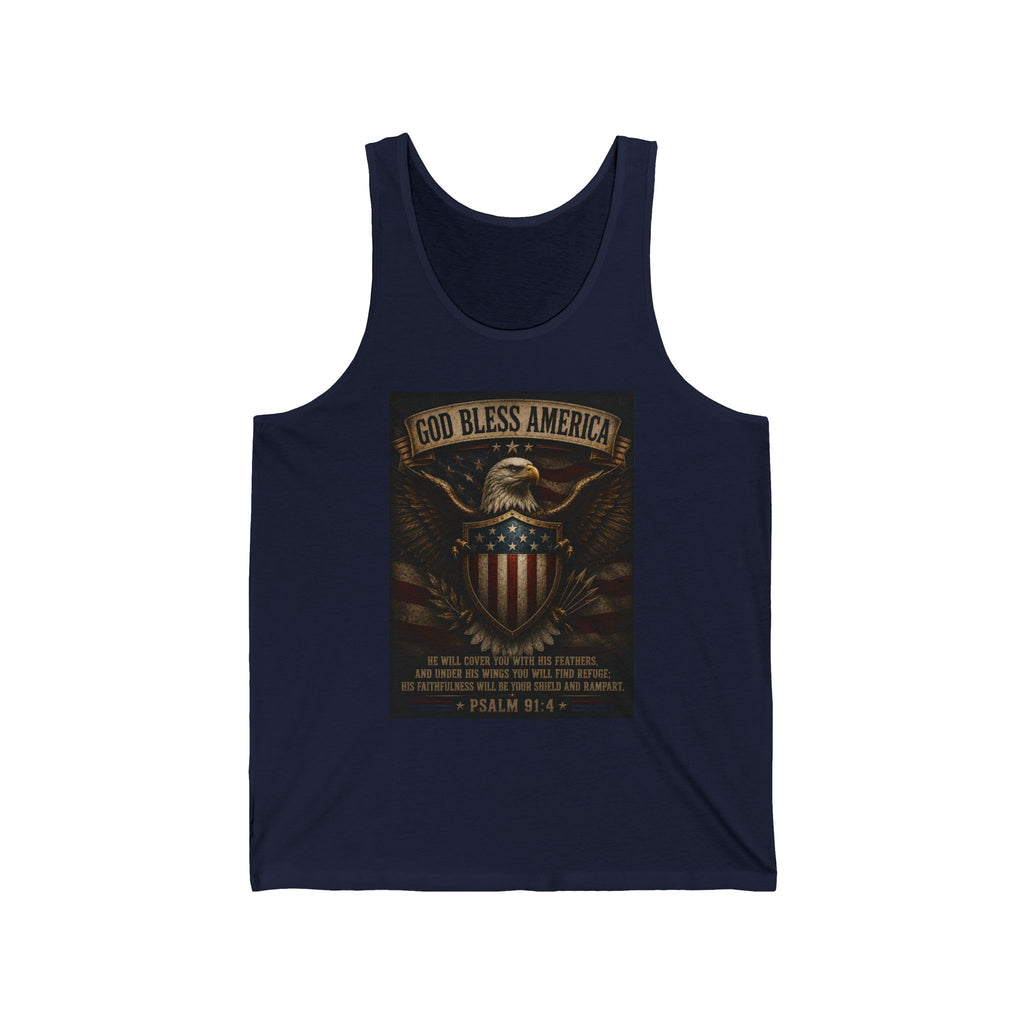 God Bless America Eagle Shield Tank Top – Patriotic Psalm 91 Military Tribute