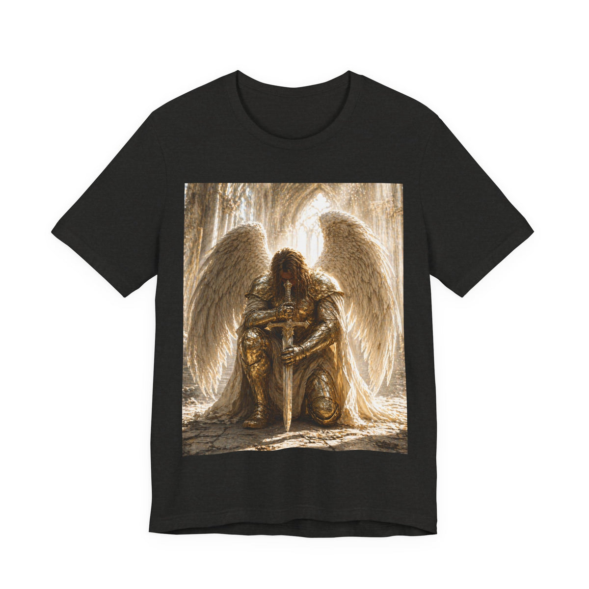 Guardian Angel Graphic Tee — Praying Winged Warrior T-Shirt