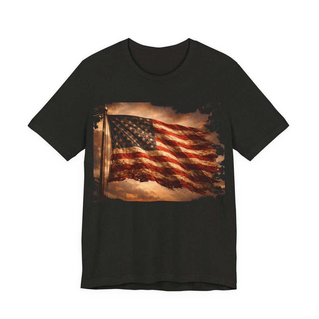 Distressed American Flag T‑Shirt — Vintage Patriotic Tee for 4th of July & Veterans