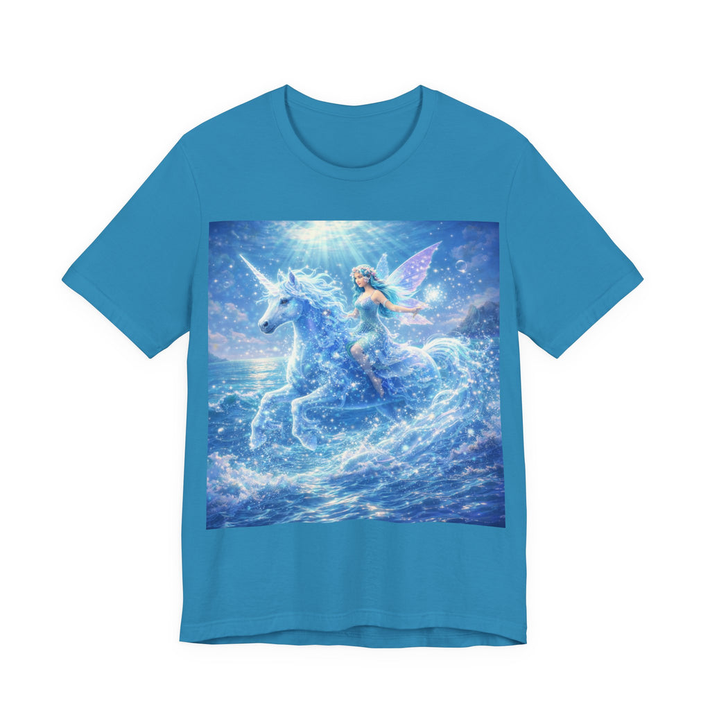 Mystic Sea Unicorn Tee — Fairy Riding Pegasus Surfing Ocean Graphic T-Shirt