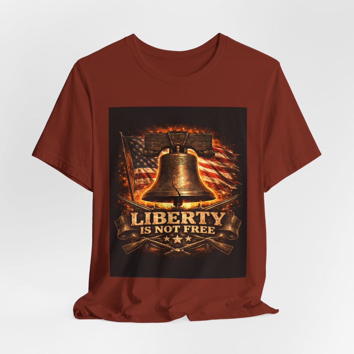 Liberty Is Not Free T-Shirt — Patriotic American Flag & Bell Tee