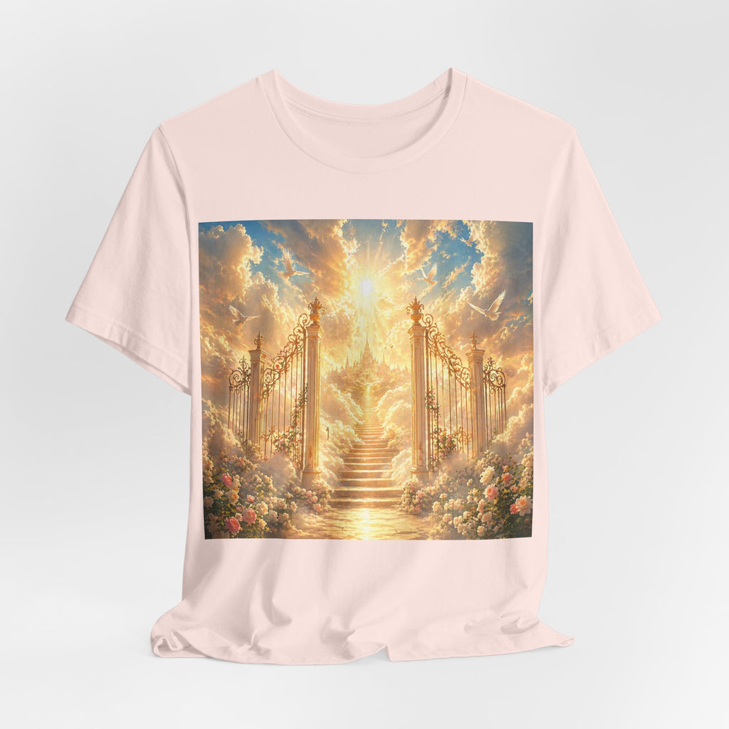 Heavenly Gates Graphic Tee — Celestial Stairs & Sunlight T-Shirt