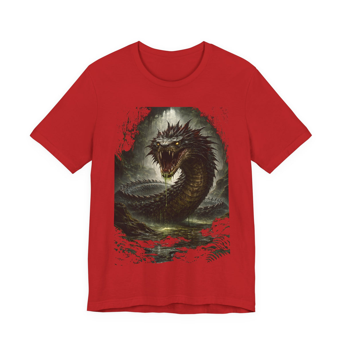 Basilisk Sea Serpent Graphic Tee — Dark Mythical Dragon Shirt