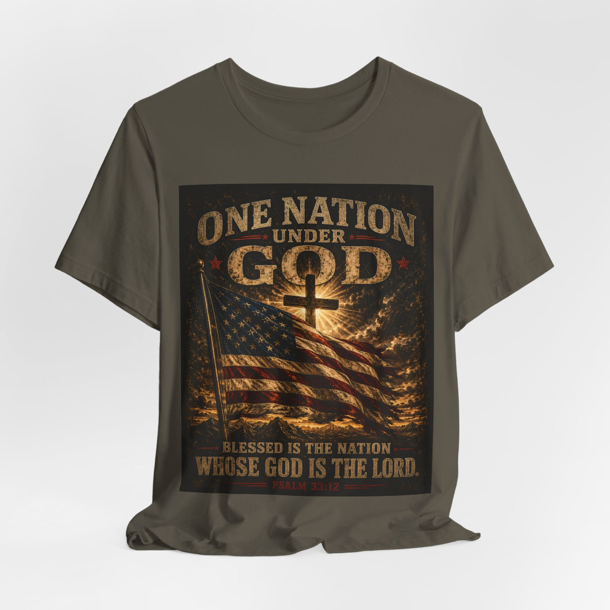 One Nation Under God T-Shirt – Patriotic Christian Flag Tee