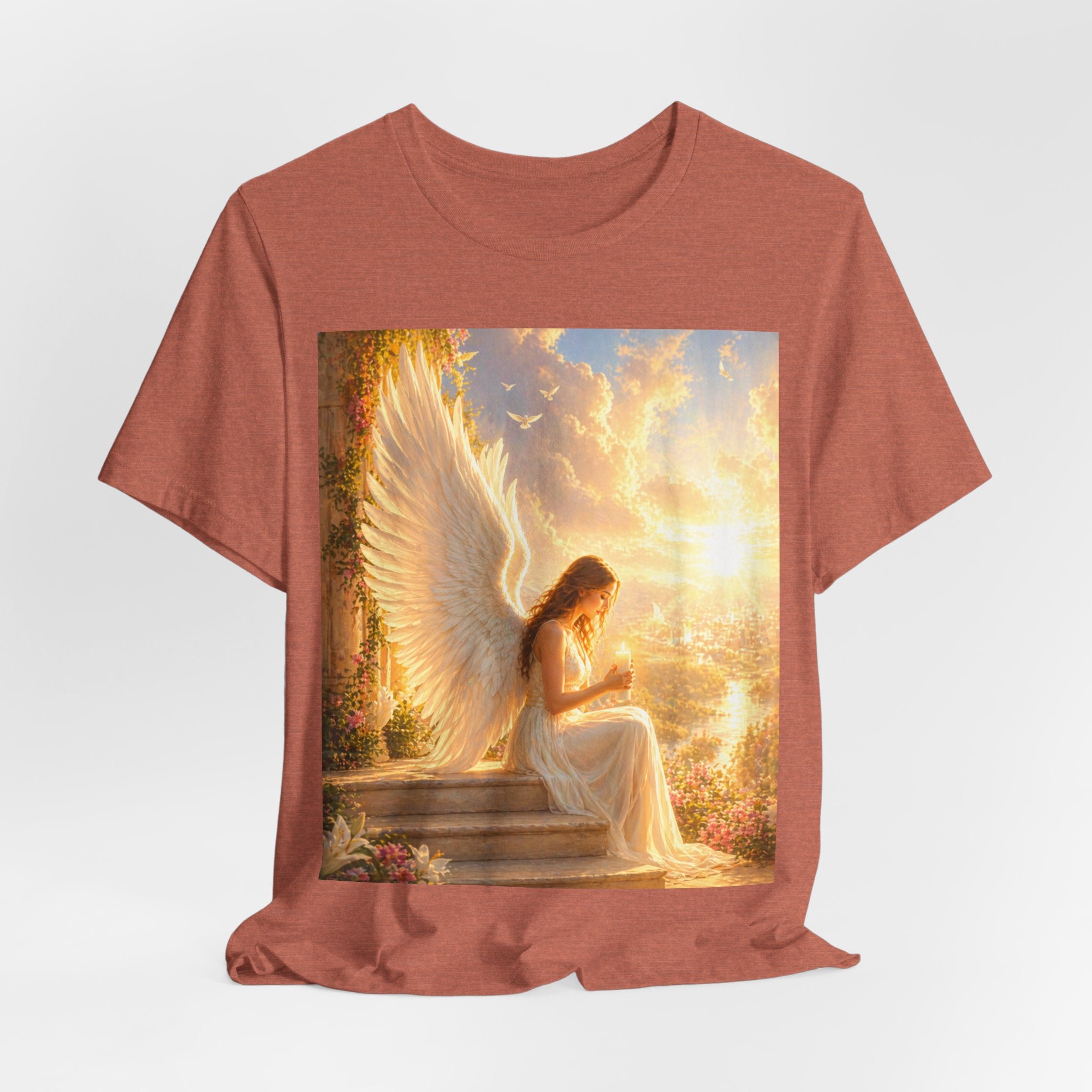 Angel Prayer T‑Shirt — Serene Winged Angel Graphic Tee for Spiritual Gifts & Memorials
