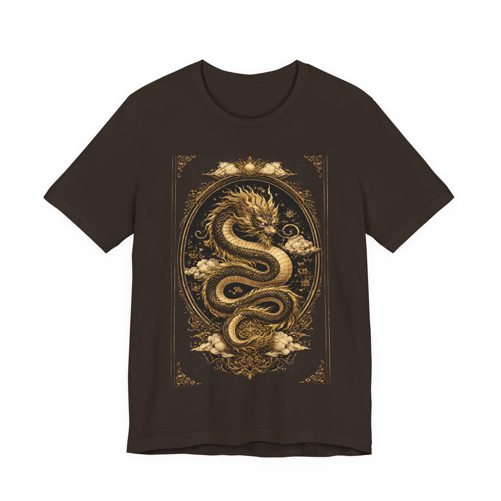 Dragon Oval Graphic Tee — Vintage Gold Snake Illustration T-Shirt