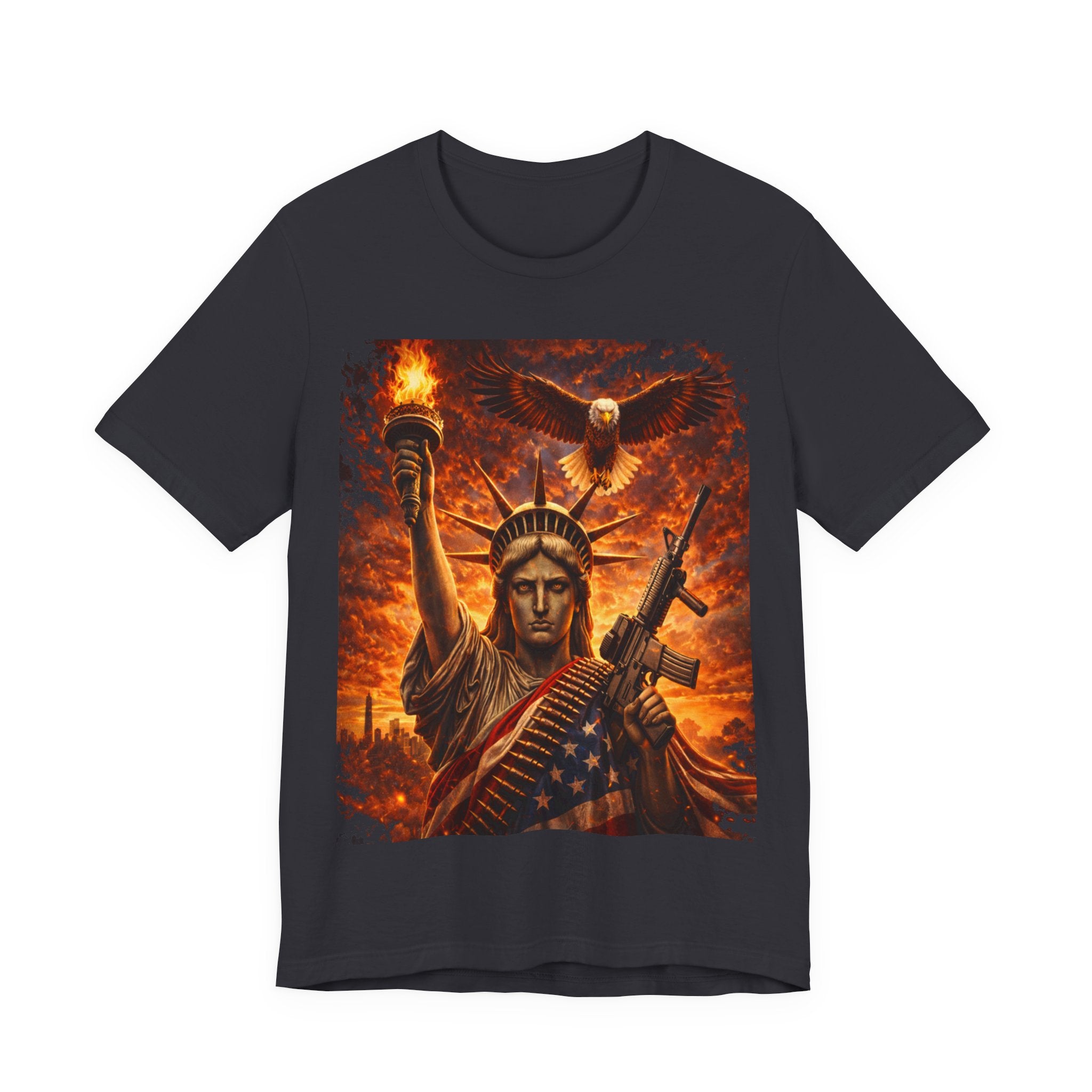USA Liberty T-Shirt — Statue of Liberty with Eagle & Flag Graphic