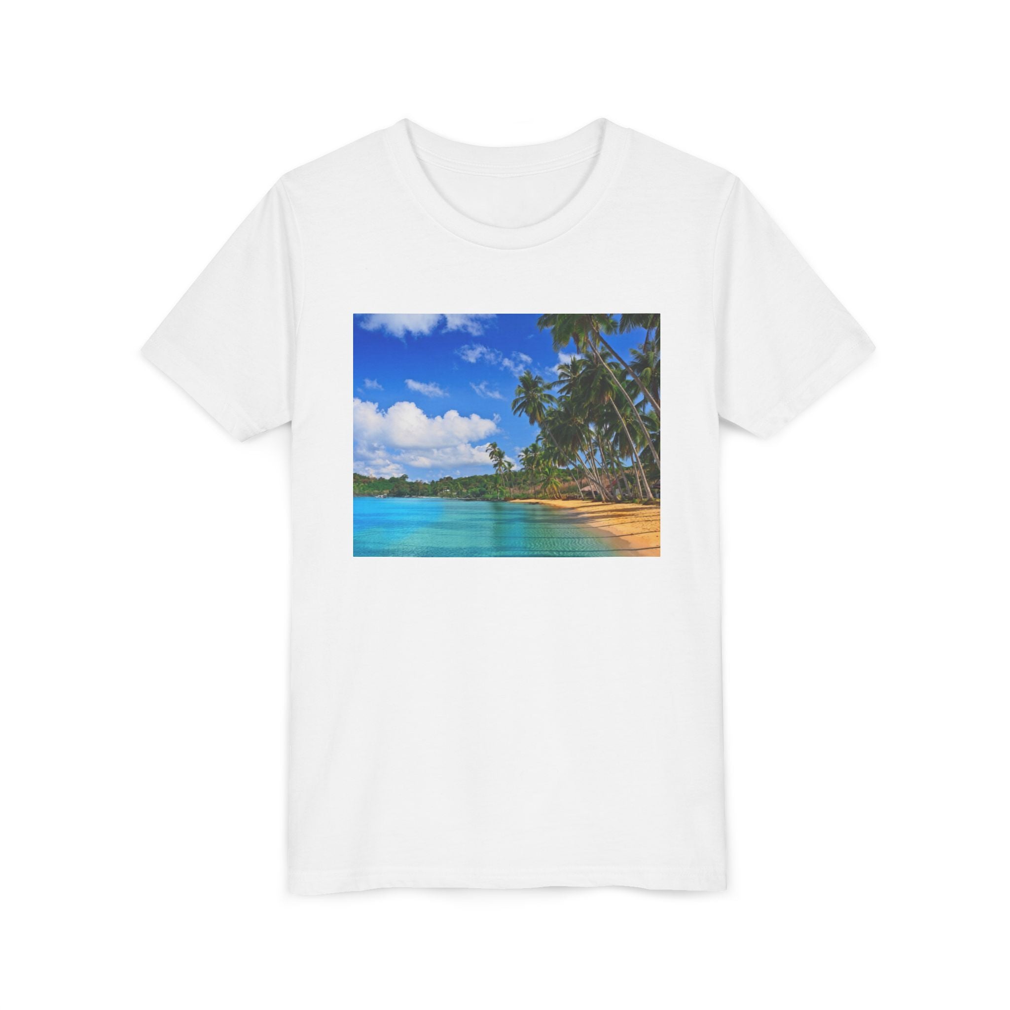 Youth Tee — Tropical Beach Photo Print Summer Vacation Shirt