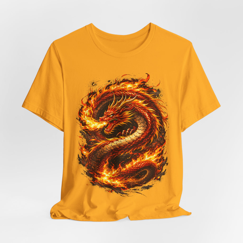 Flaming Dragon T-Shirt — Fiery Eastern Dragon Graphic Tee