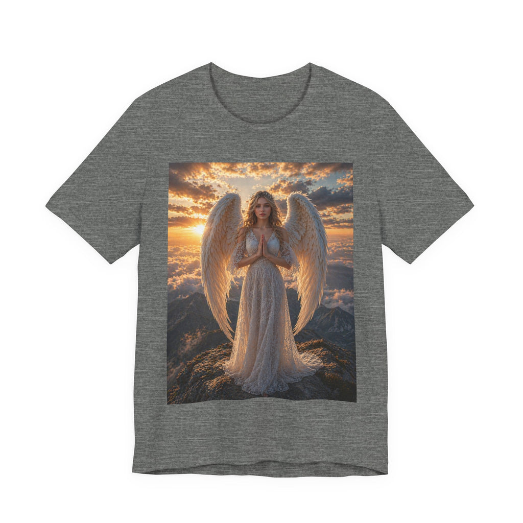 Angel Wings T-Shirt — Serene Praying Angel Graphic Tee for Spiritual & Religious Gifts